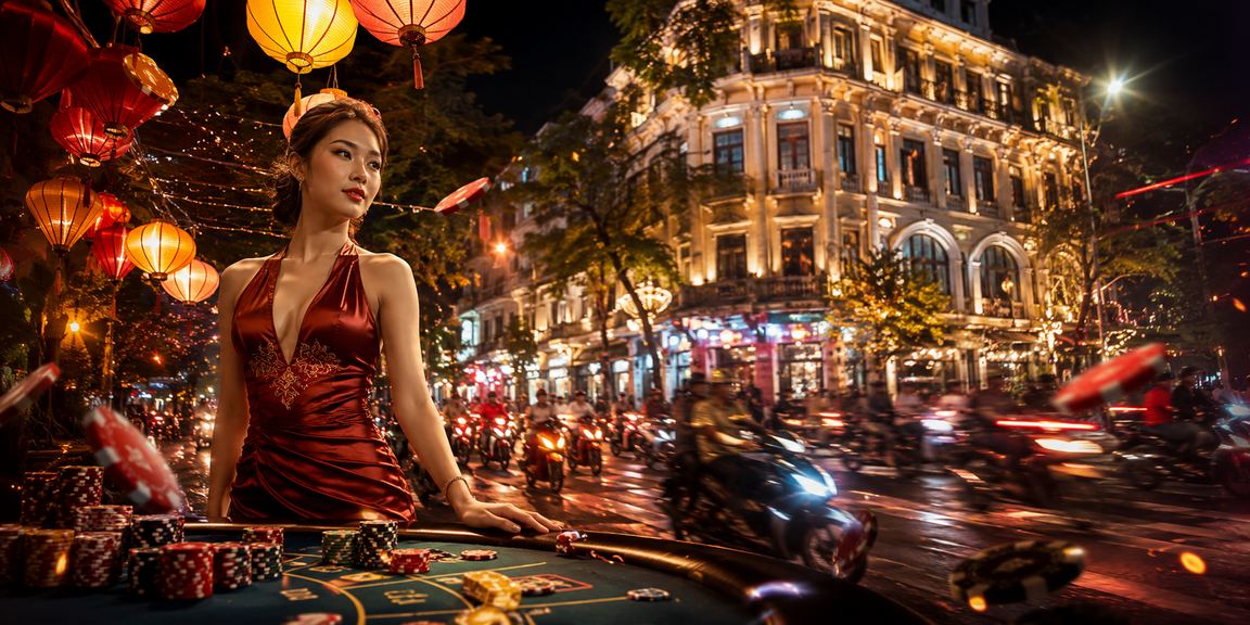 Khung cảnh ban đêm tại chợ đêm Hà Nội, người dùng truy cập nền tảng cá cược trực tuyến qua điện thoại