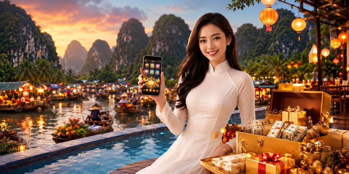 Người dùng tại Ninh Bình mặc áo dài sử dụng ứng dụng casino và cá cược trên điện thoại